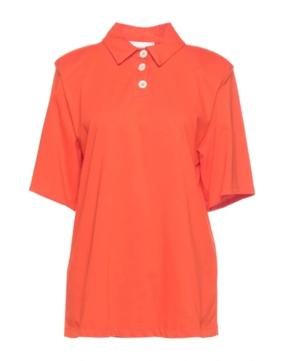 Solotre Woman Polo Shirt Orange Size 3 Cotton