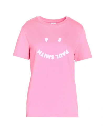 Ps By Paul Smith Ps Paul Smith Flocked Smiley Logo Crewneck T In Pink
