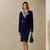 Polo Ralph Lauren Kailyn Wool-blend Crepe Day Dress In Lux Navy