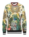 Dolce & Gabbana Tropical Heart Crown Silk Pullover Sweater In Yellow