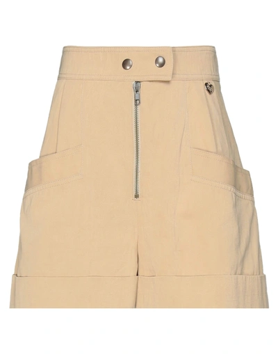 Twinset Woman Shorts & Bermuda Shorts Sand Size 8 Cotton, Linen, Polyamide In Beige