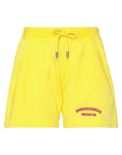 Dsquared2 Woman Shorts & Bermuda Shorts Yellow Size Xs Cotton