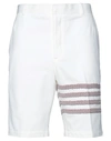 THOM BROWNE THOM BROWNE MAN SHORTS & BERMUDA SHORTS WHITE SIZE 4 COTTON