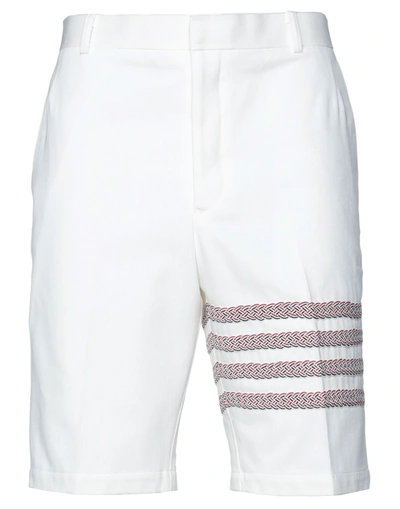Thom Browne Man Shorts & Bermuda Shorts White Size 4 Cotton
