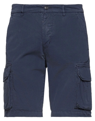 40weft Man Shorts & Bermuda Shorts Midnight Blue Size 38 Cotton