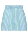 Solotre Woman Shorts & Bermuda Shorts Sky Blue Size 6 Cotton, Polyester In Blue
