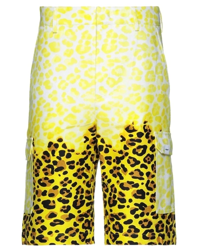 Msgm Man Shorts & Bermuda Shorts Yellow Size 32 Cotton