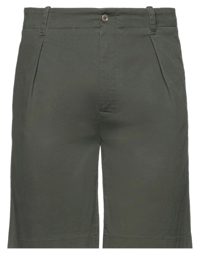Grey Daniele Alessandrini Man Shorts & Bermuda Shorts Dark Green Size 30 Cotton, Elastane