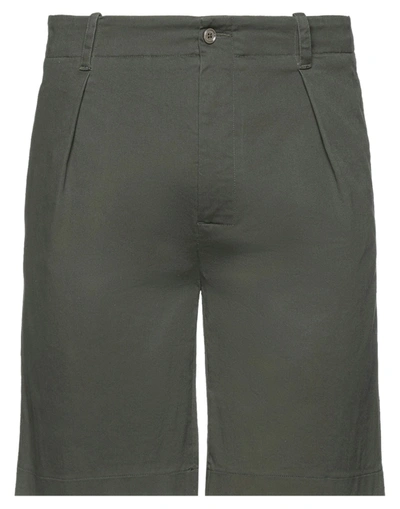 Grey Daniele Alessandrini Man Shorts & Bermuda Shorts Dark Green Size 34 Cotton, Elastane