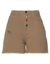 Semicouture Denim Shorts In Khaki