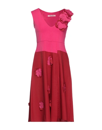 Rose A Pois Midi Dresses In Pink