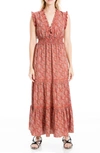 Max Studio Sleeveless Smocked Floral Print Tiered Maxi Dress In Rstylssd