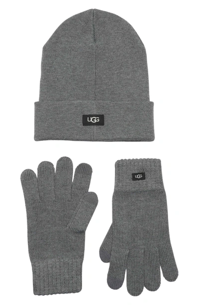 Ugg Hat & Tech Glove Set In Charcoal