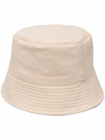 Ruslan Baginskiy Logo Cotton Canvas Bucket Hat In Beige
