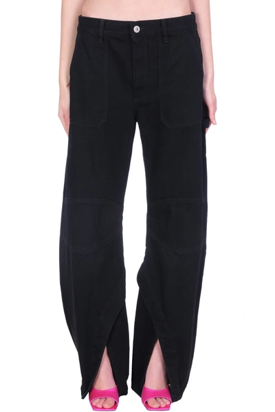 Attico Nox Cotton Denim Cargo Trousers In Black