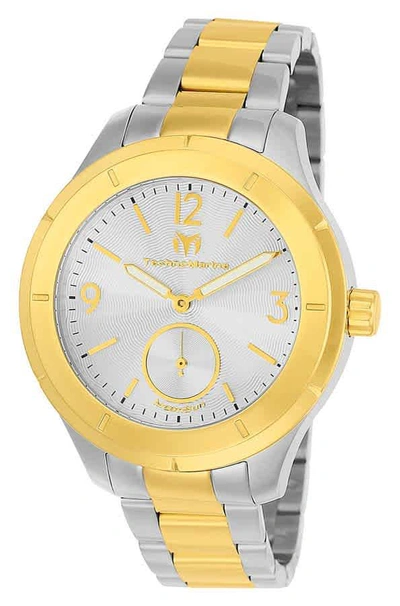 Technomarine Moonsun Silver Dial Two-tone Mens Watch 117028 In Gold Tone,silver Tone,two Tone,yellow