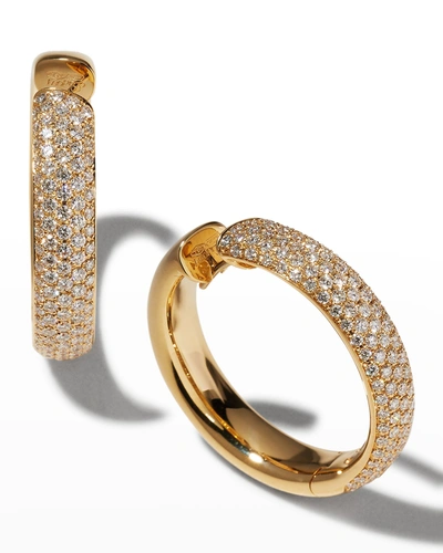 Leo Pizzo Yellow Gold Pave Round Hoop Earrings