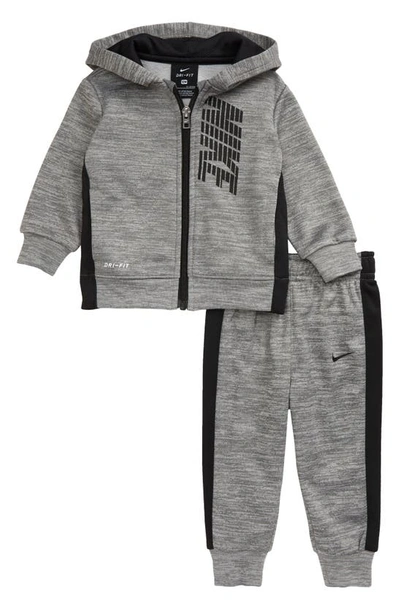 Nike Babies' Dri-fit Zip Hoodie & Sweatpants Set In Smoke Gray Heather