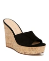 Veronica Beard Dali Woven Cork Platform Wedge Mules In Black