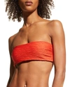 Mara Hoffman Abigail Ribbed Recycled Bandeau Bikini Top In Red