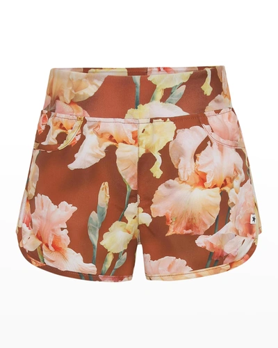 Molo Kids' Girl's Neva Iris-print Swim Shorts In Pink