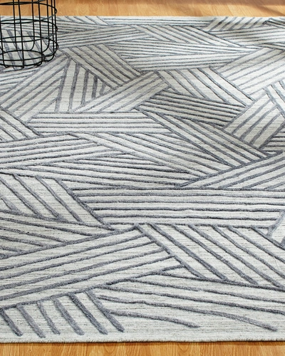 Kalaty Rug Corporation Borders Hand Knotted Rug, 6' X 9' In Ivory/caribbean