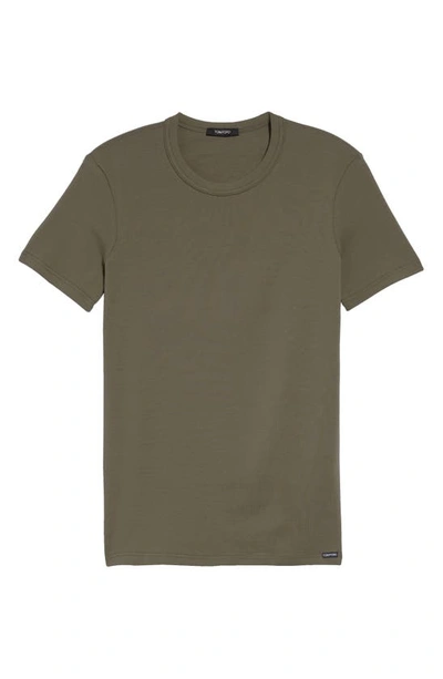 Tom Ford Khaki Cotton Stretch Jersey T-shirt In Military Green