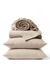 Coyuchi Crinkled Organic Cotton Percale Sheet Set In Hazel Chambray