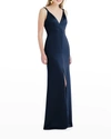 Lovely Neve Twist-strap Maxi Slip Dress In Midnight