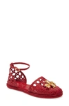 Tory Burch Women's Eleanor Woven Leather D'orsay Espadrille Sandals In Tory Red