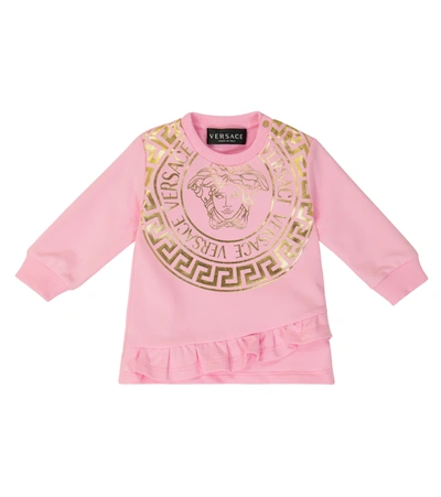 Versace Baby Medusa棉质混纺连衣裙 In Pink