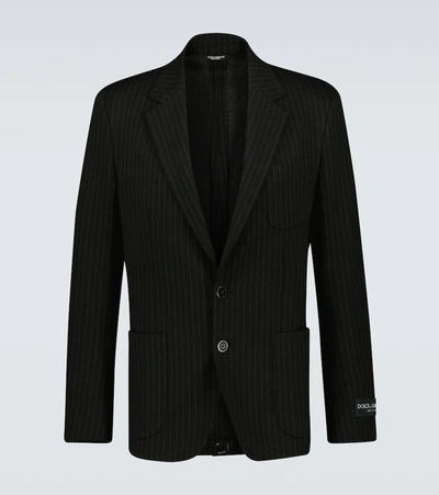 Dolce & Gabbana Single-breasted Pinstriped Blazer In Black