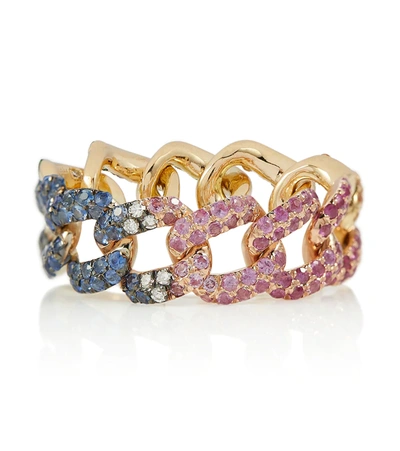 Shay Jewelry Rainbow Pavé Medium Link 18kt Gold Ring With Diamonds