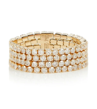 Shay Jewelry 4 Thread Stack 18kt Yellow Gold Ring With Diamonds