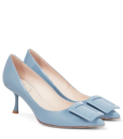 Roger Vivier Viv' In The City Patent Leather Pumps In Celestial Blue