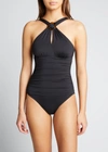 Tommy Bahama Pearl High Neck One-piece In Black