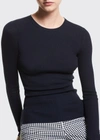 Michael Kors Hutton Ribbed Cashmere Pullover In Midnight