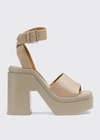Clergerie Paris Noe Lambskin Platform Sandals In Sand Nap
