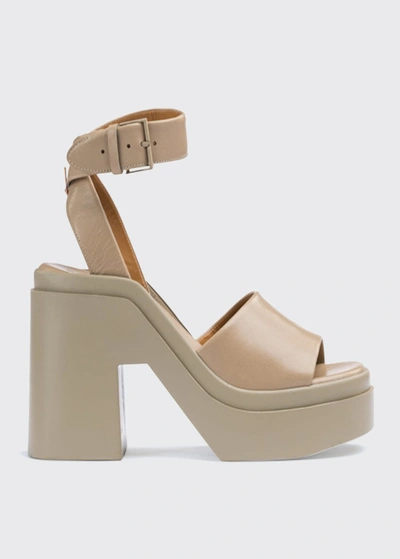 CLERGERIE PARIS NOE LAMBSKIN PLATFORM SANDALS 