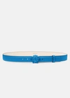 Versace La Medusa Leather Belt Classic In Blue