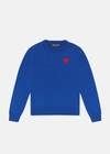Versace Medusa Embroidered Knit Sweater In Royal Blue