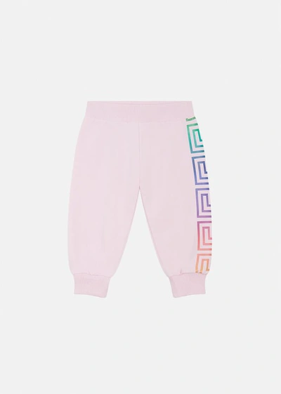 Versace Greca Neon Kids Accent Sweatpants In Light Pink