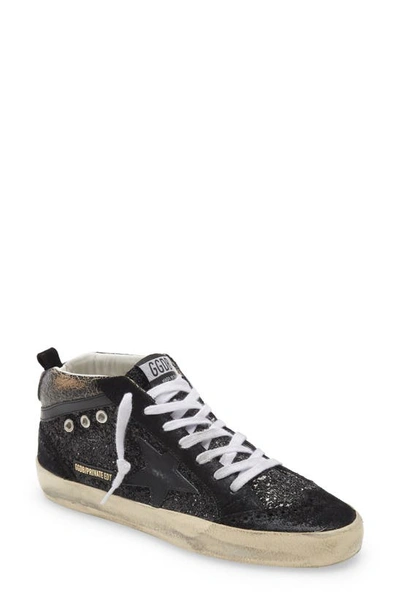 Golden Goose Mid Star Glitter Sneaker In Black