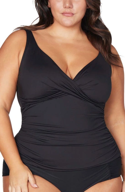 Artesands Hues Delacroix Cross Front D-cup & Up Tankini Top In Black