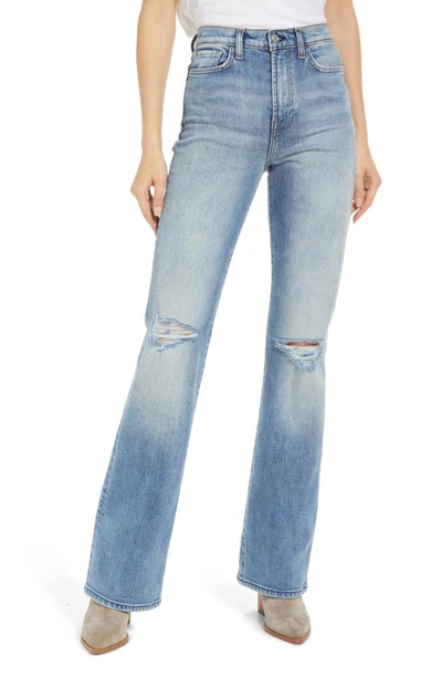 7 For All Mankind Easy Bootcut Jeans W/ Blown-out Knees In Ventura