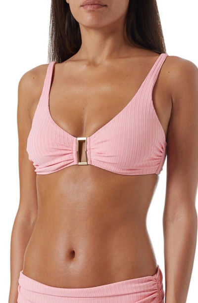 Melissa Odabash Bel Air Embellished Ruched Underwired Bikini Top In Pink