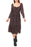 1.STATE PUFF LONG SLEEVE FLORAL DRESS