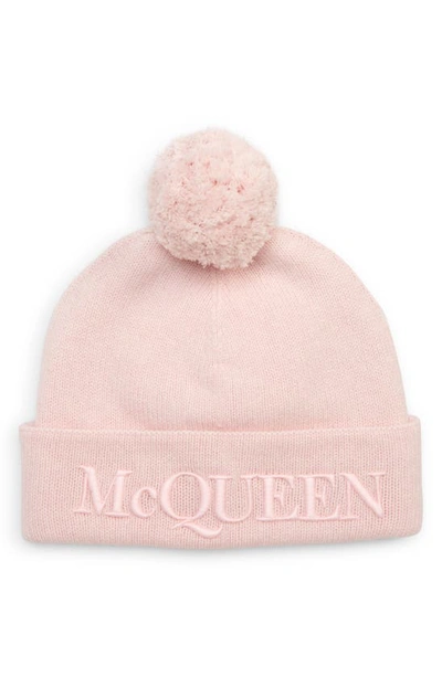 Alexander Mcqueen Cashmere-wool Beanie With Pompom In Pink
