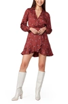 Paige Parisa Long Sleeve Minidress In Velvet Red Multi