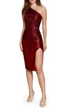 Dress The Population Palmer Sequin One-shoulder Dress In Port Multi